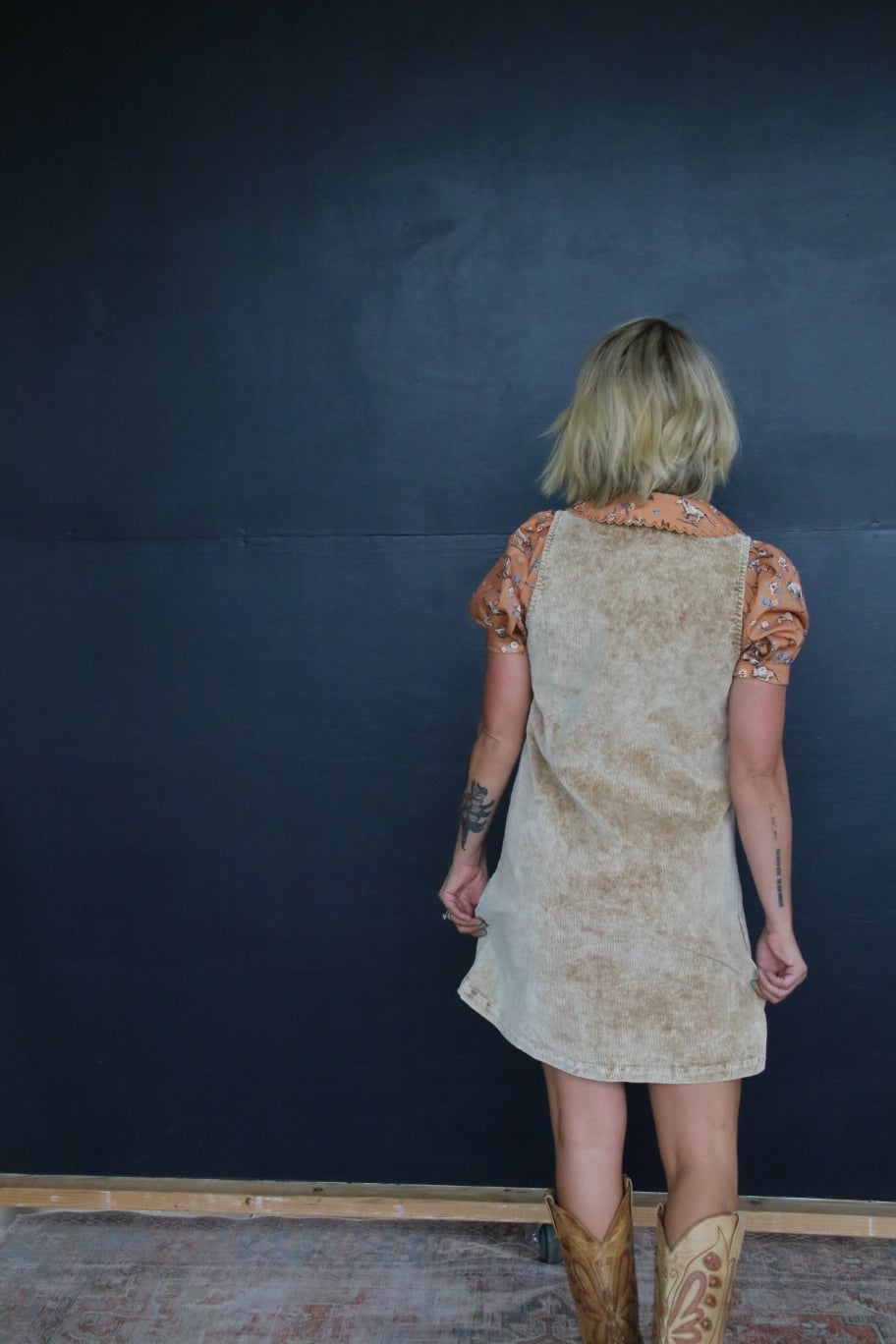 TH1407 S203 TAN CORDUROY SHIFT DRESS (1 Piece)