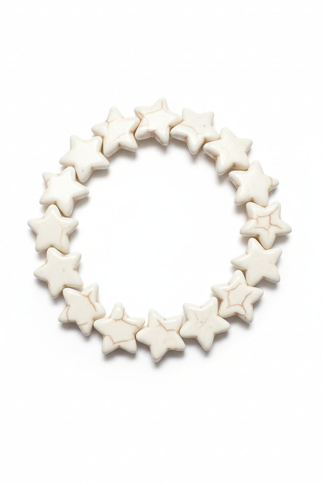 123100 R1-87 STAR STRETCH BRACELET BONE