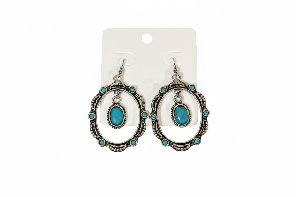 Oval Turq Drop Earrings