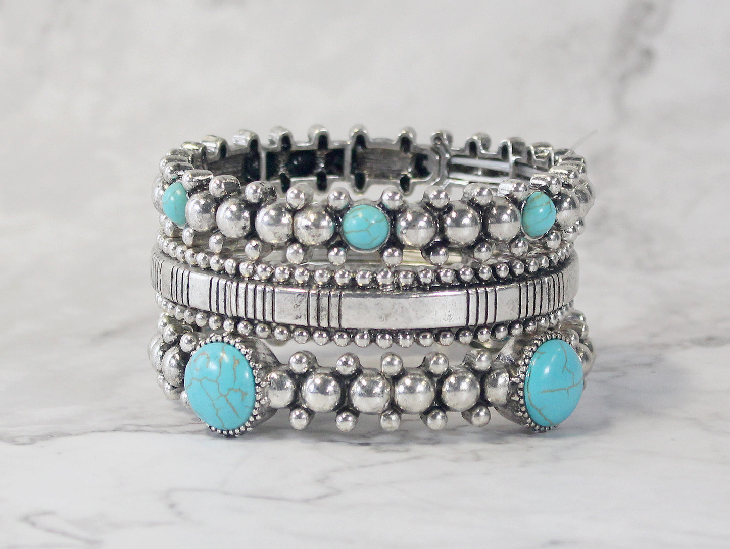 0722 H88 3 SET WESTERN TURQ BRACELET