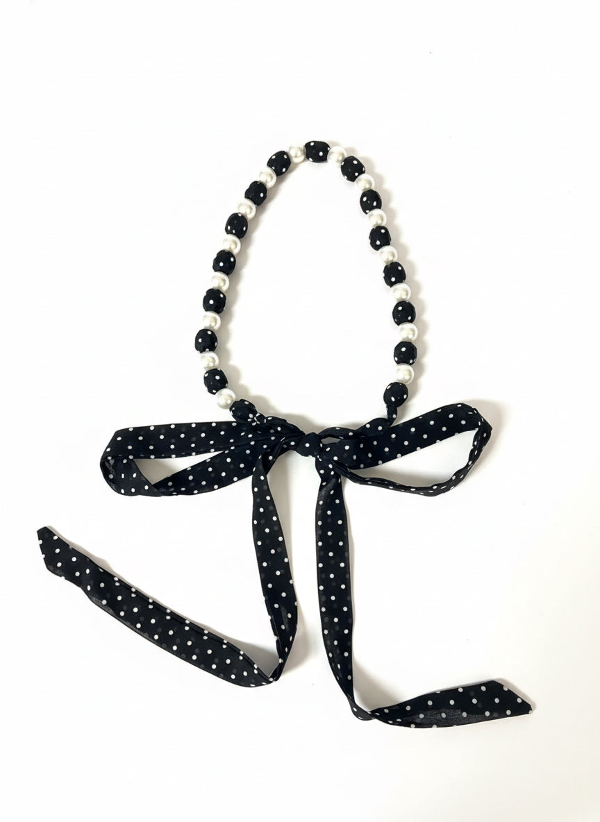 60057 HH-269 BLACK POLKA DOT SCARF NL
