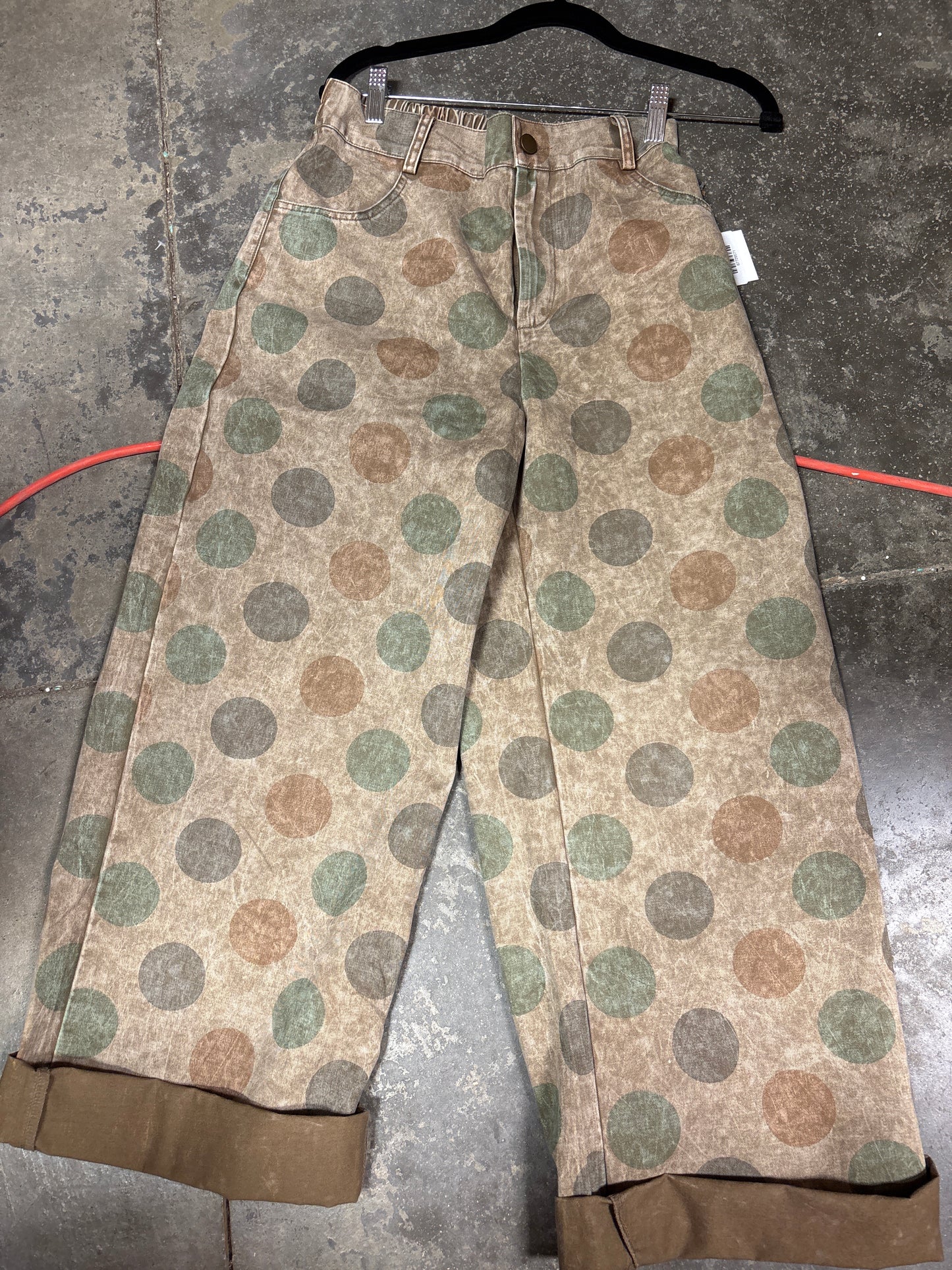 TH61 TURQ / BROWN POKA DOT WIDE LEGGED BARREL PANT (7 PIECE)