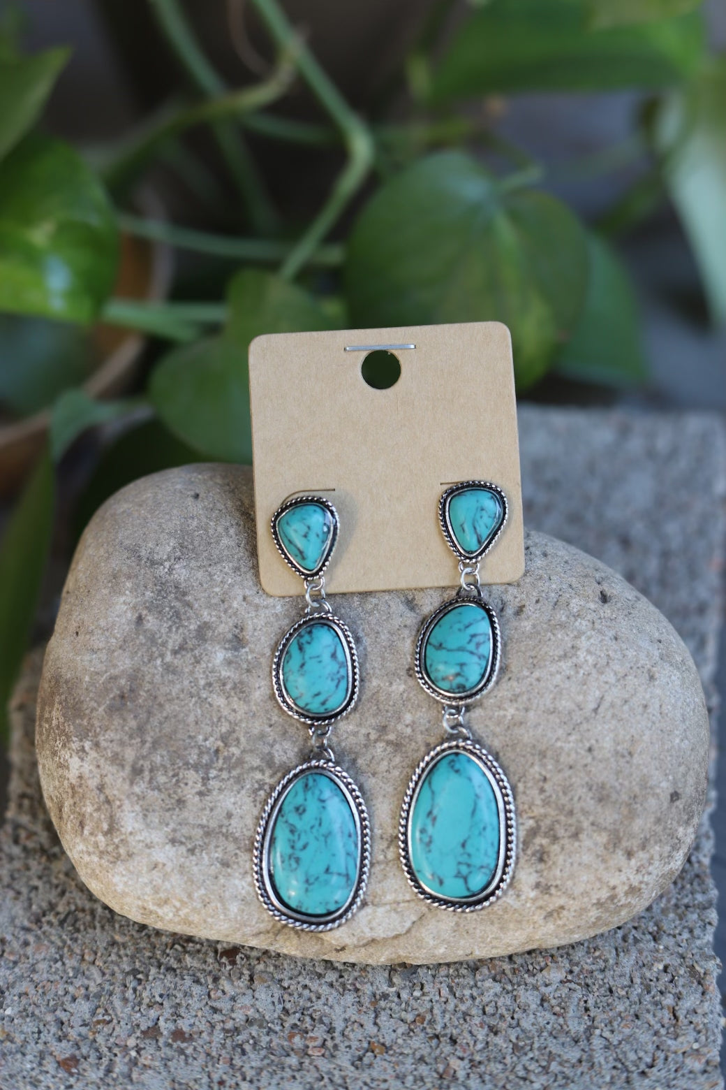 1551 TURQ 3 STONE DROP ER