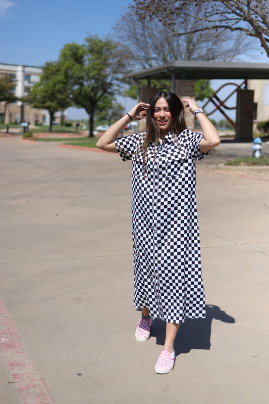 TH13 BLACK/WHITE CHECK DRESS/KIMONO (7 Piece)