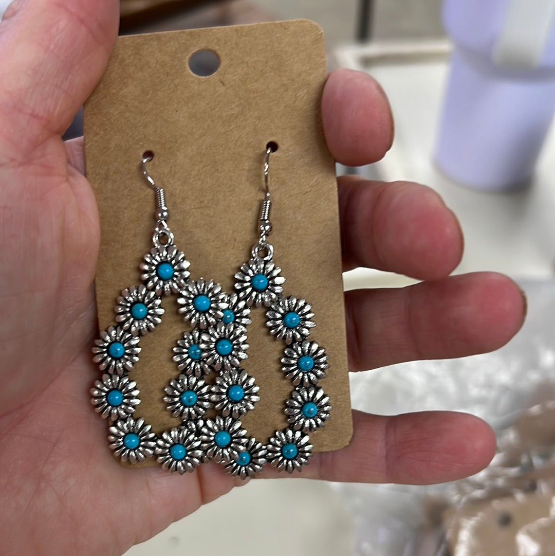 7242 T69 SILVER DAISY TEARDROP ER