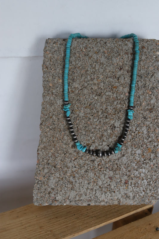 7601 H170 TURQUOISE WESTERN CHIP NECKLACE