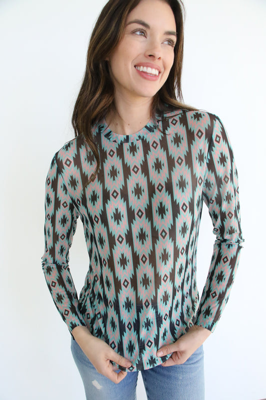 SINGLE SALE S42 TH1221 TURQ AZTEC MESH TOP (1 PIECE)