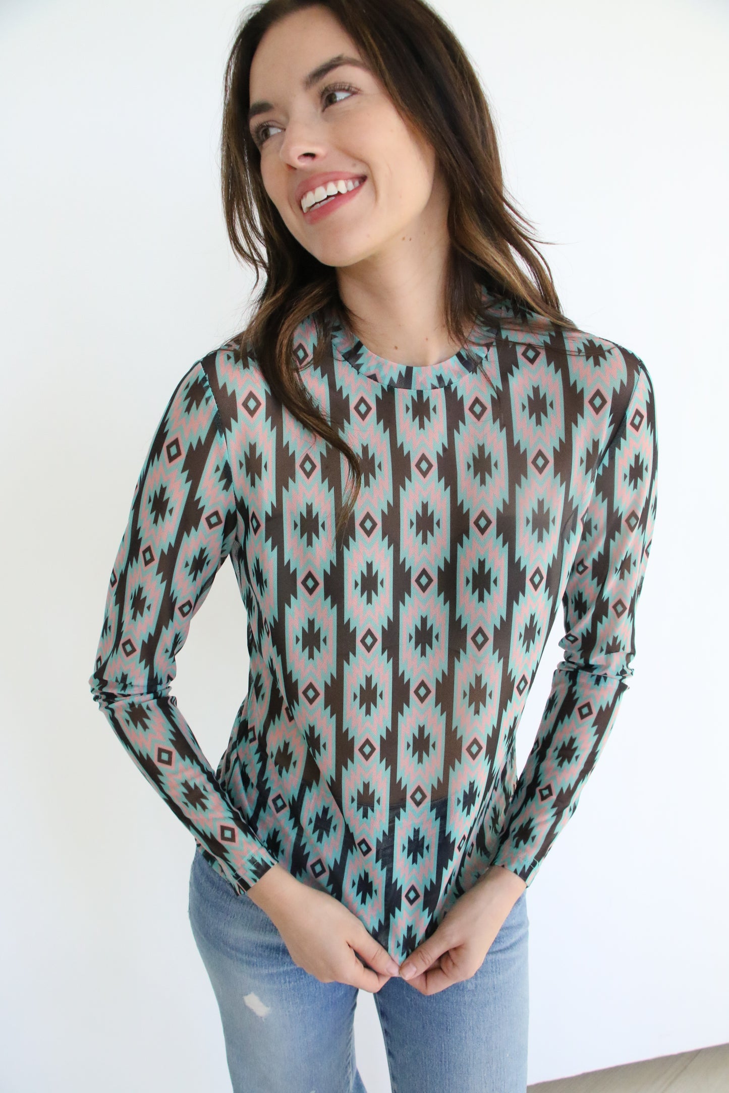 SINGLE SALE S42 TH1221 TURQ AZTEC MESH TOP (1 PIECE)