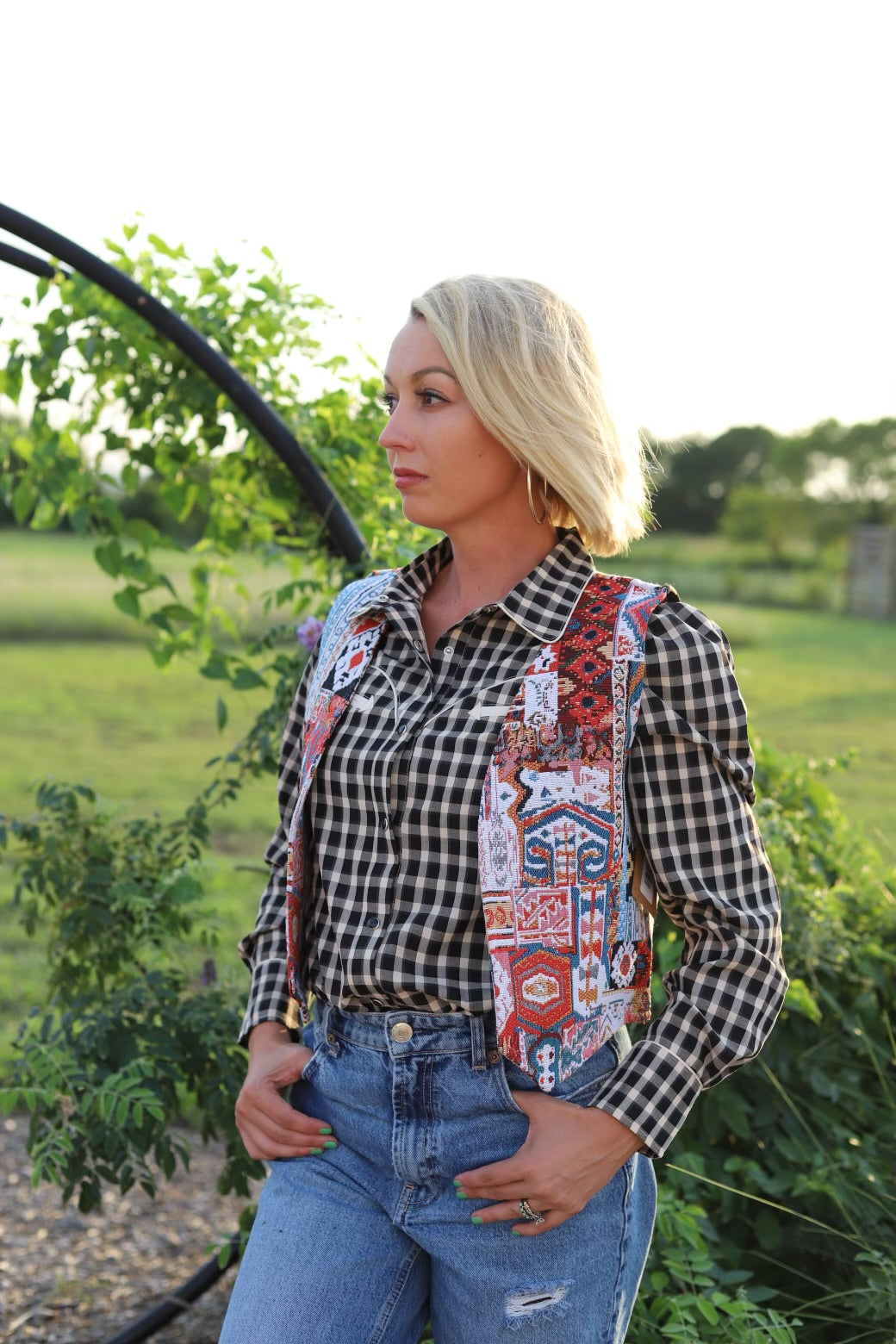TH9810 S230 AZTEC BLUE WEAVED VEST SINGLE (1 Piece)
