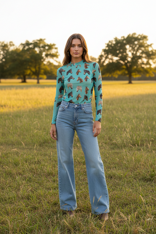 TH1221 TURQUOISE HORSE MESH TOP (7 Piece)