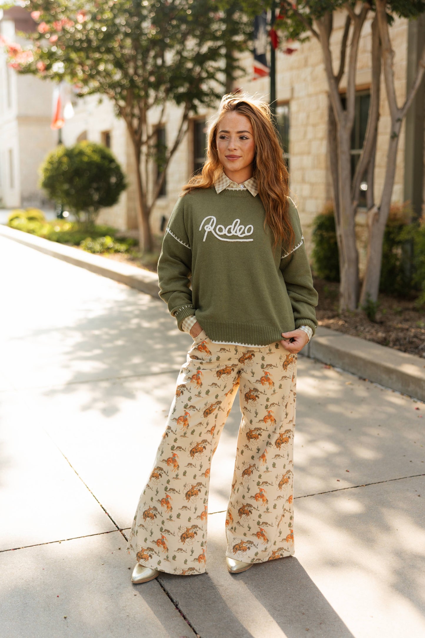 TH7626 GREEN RODEO LETTERMAN CARDI (7 PIECE)