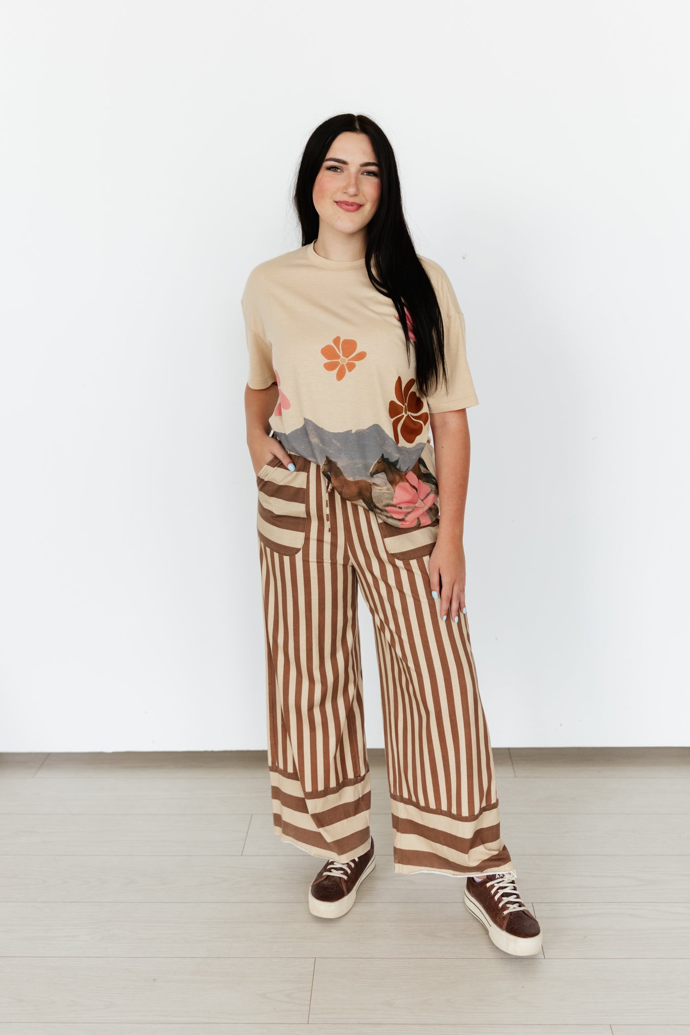 TH2109 BROWN /TAN STRIPE PANT(7 Piece)