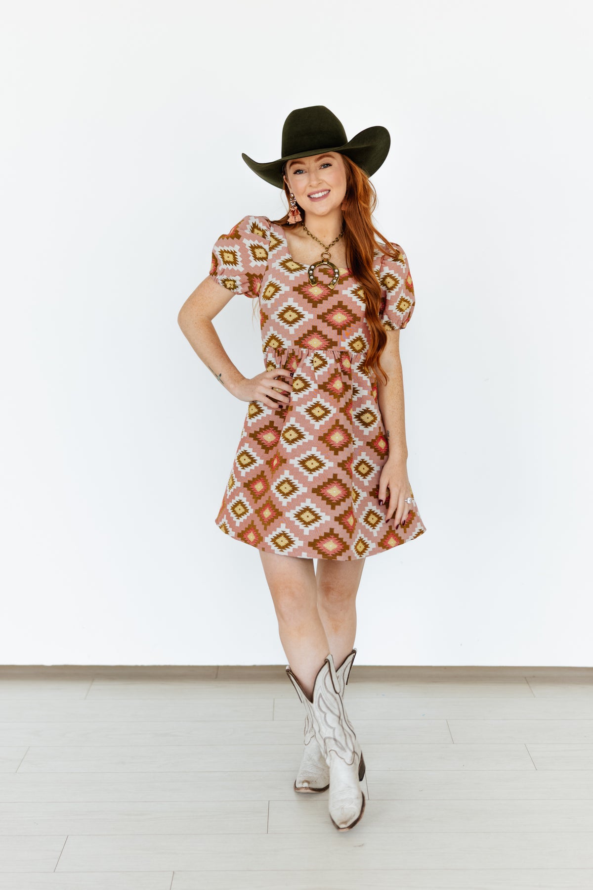 TH2559 PINK AZTEC BUBBLE DRESS (7 Pieces)