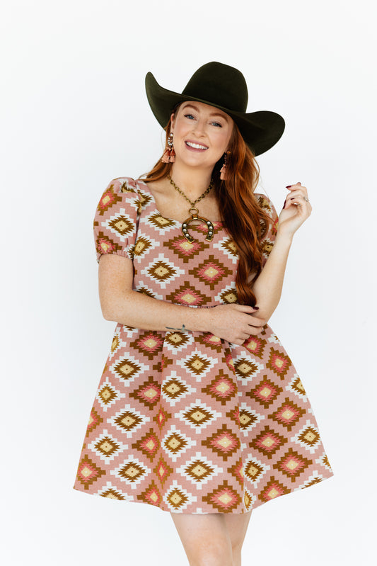 TH2559 PINK AZTEC BUBBLE DRESS (7 Pieces)