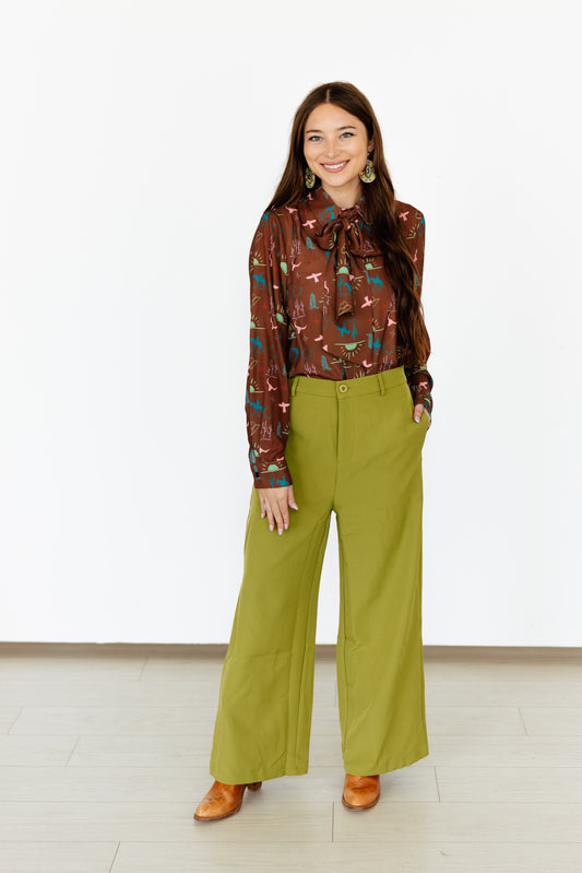 TH17 BROWN BRIGHT WESTERN THINGS TIE TOP (7 Piece)
