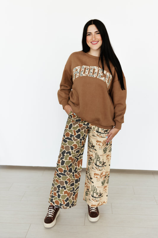 TH2109 HALF HALF DUCK CAMO / COWBOY PRINT PANT (1 PIECE)