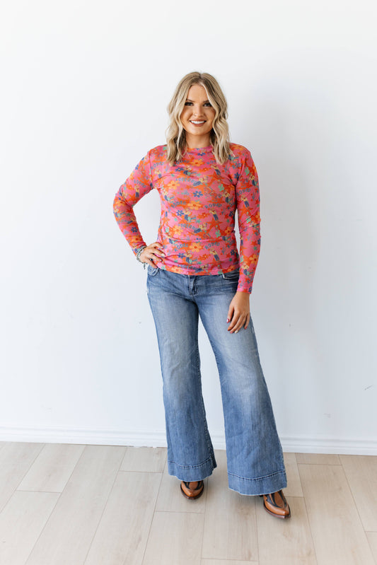 TH1221 PINK RODEO GRAPHIC MESH TOP (7 PIECE)
