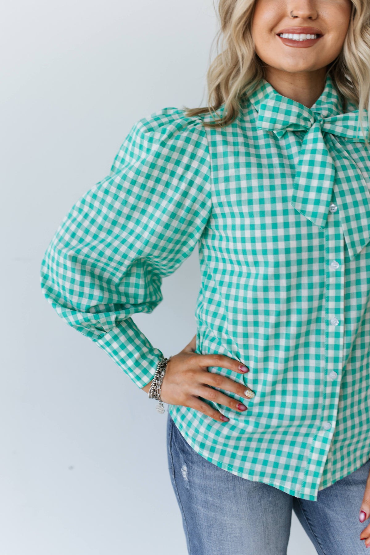 TH11-1 TURQUOISE GINGHAM TOP (7 PIECE)