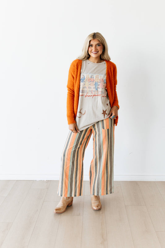 TH1625 FUZZY BUTTON SWEATER ORANGE (7 PIECE)