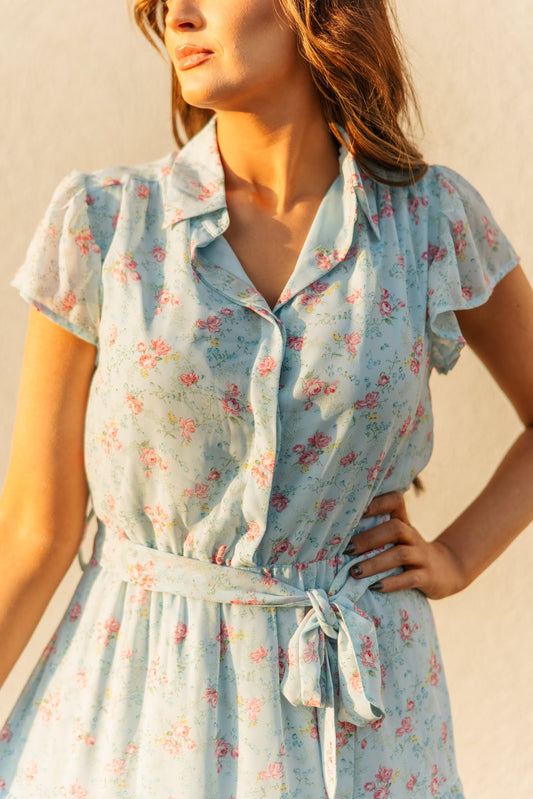 TH83 BLUE FLORAL DRESS (7 Piece)