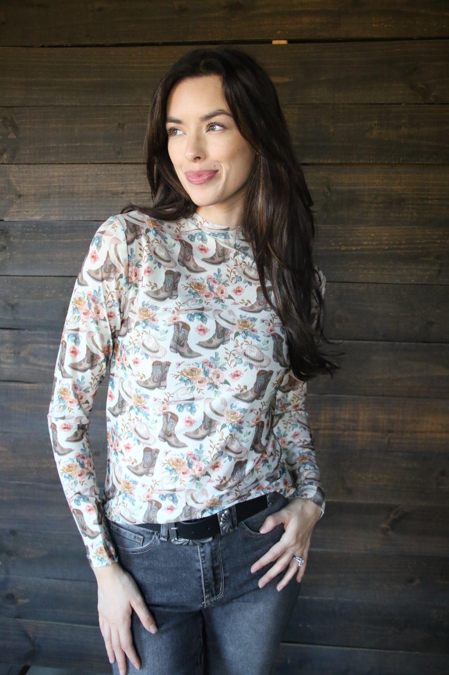 TH1221 FLORAL BOOTS MESH TOP (7 Piece)