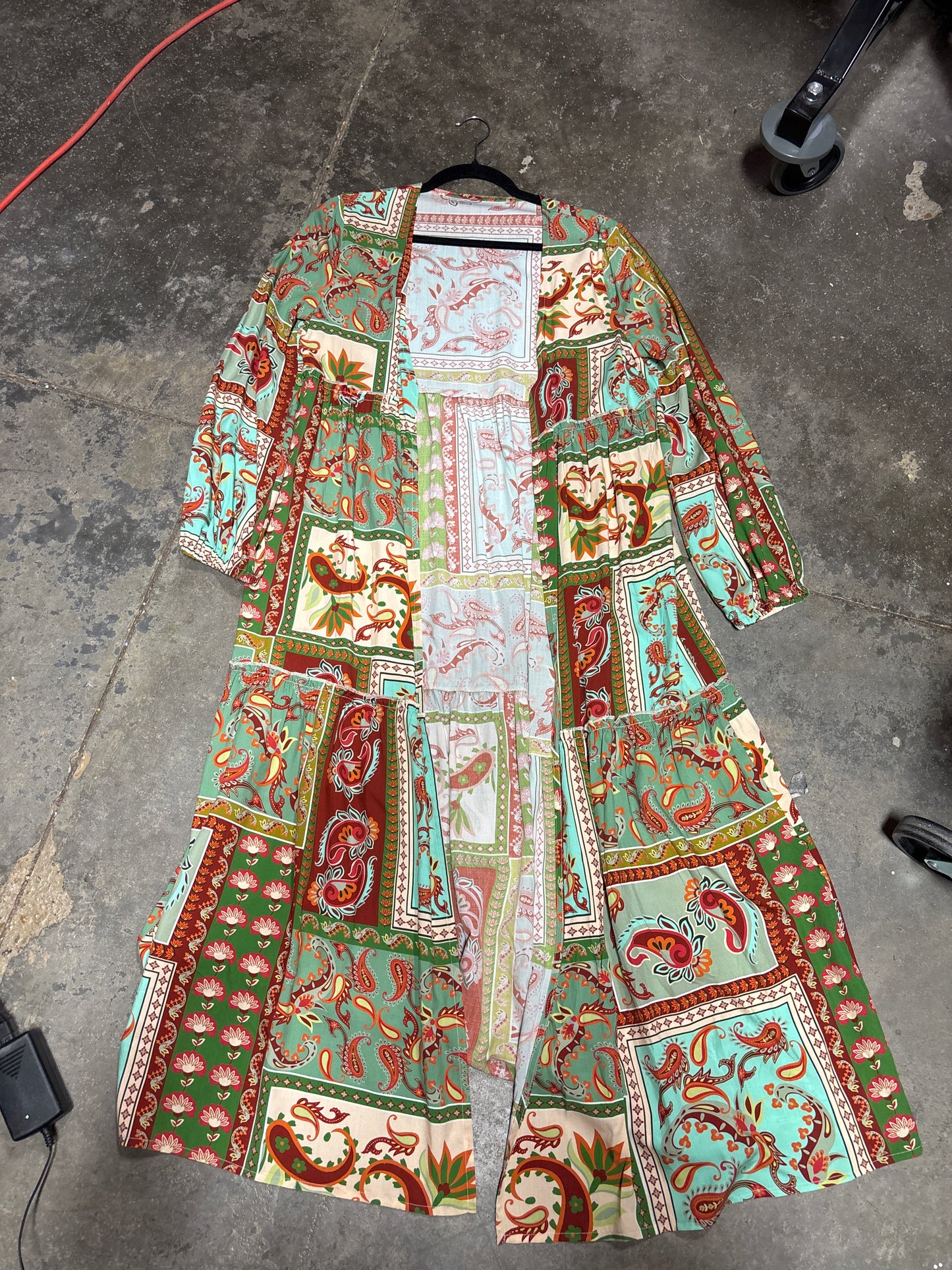 TH6180 GREEN PAISLEY PATCHWORK KIMONO (7 PIECE)
