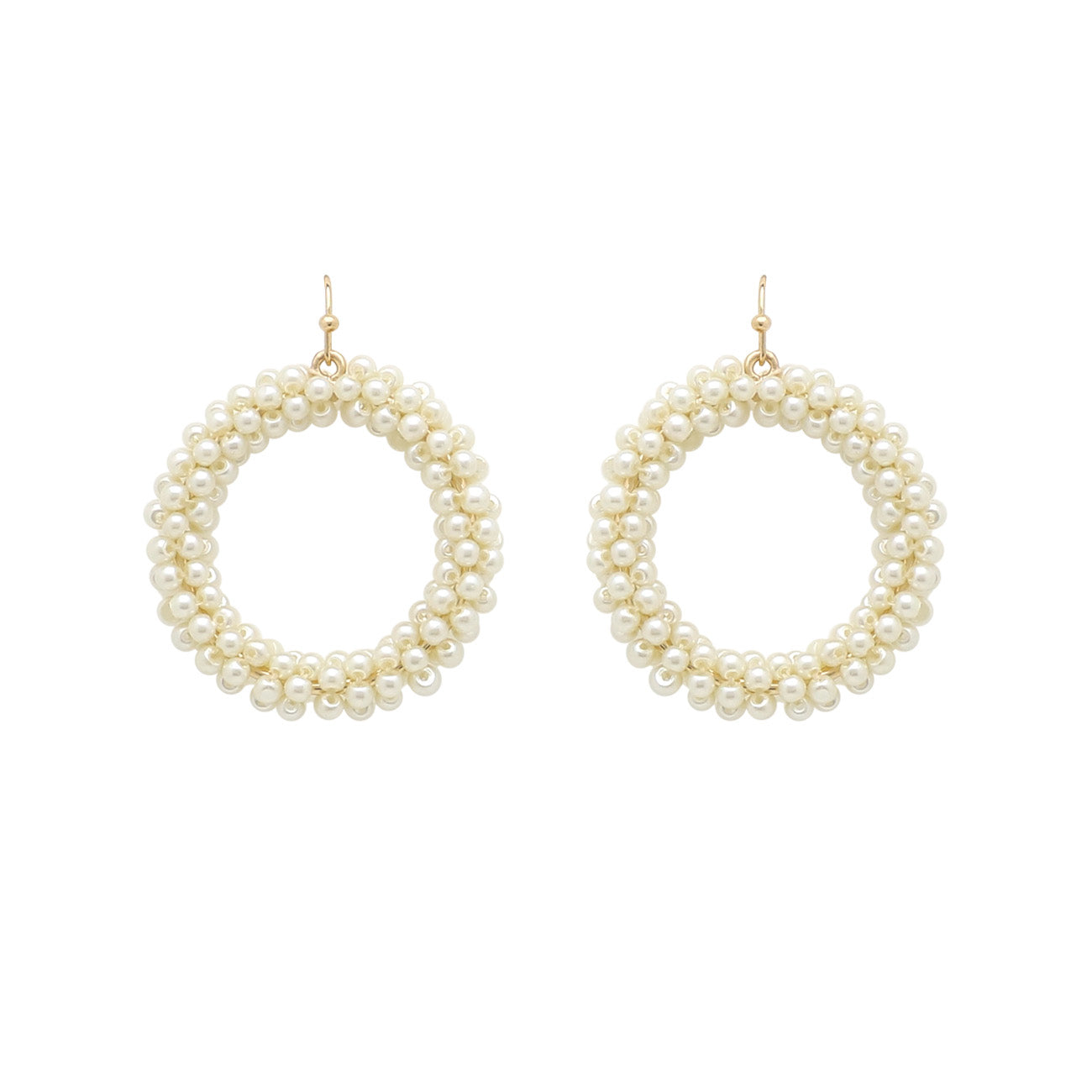 4699 R4-85 CIRCLE WOVEN PEARL EARRINGS GOLD