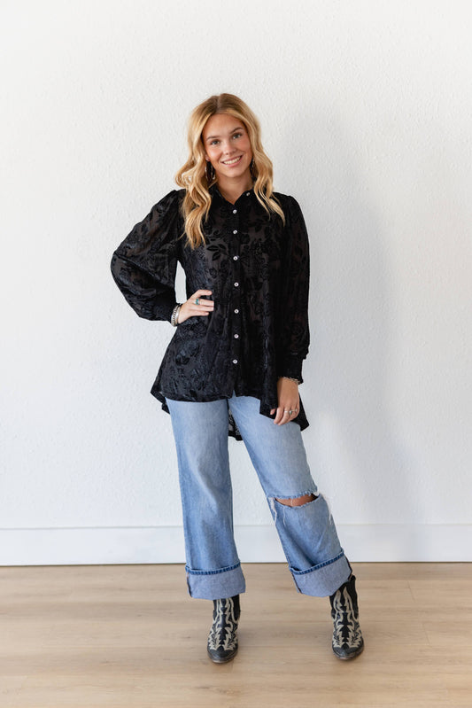 TH2776 BLACK VELVET BOHO BLOUSE (7 Piece)