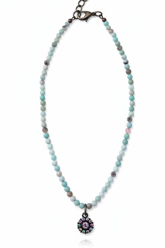 224261 BEAD CHOKER WITH FLOWER BLING CHARM NL