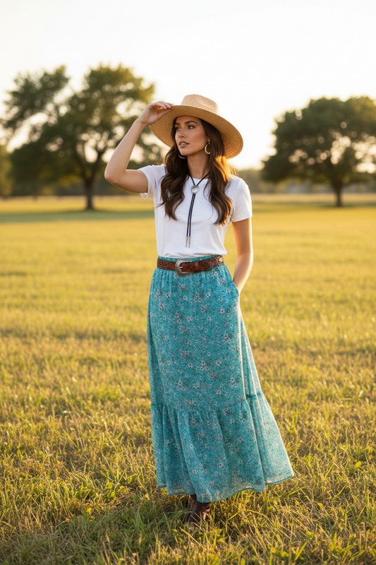 TH2532 BLUE FLOWER SKIRT (7 Piece)