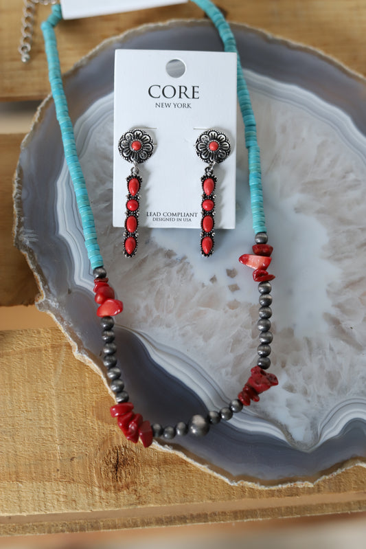 22237 H152 RED CONCHO DROP EARRING