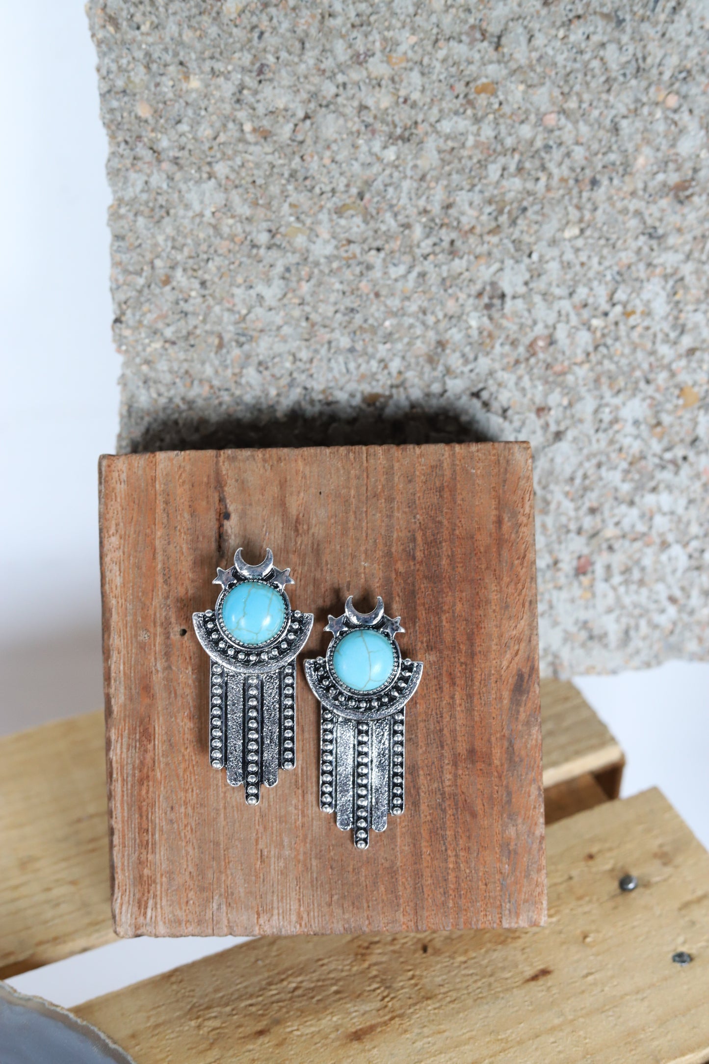 1453 R3-4 TURQUOISE WESTERN POST EARRING WITH STARTS AND MOON