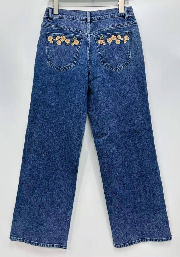 TH017 IVORY FLORAL EMBROIDERY JEAN (7 PIECES)