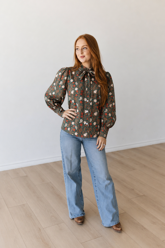 TH11-1 GREEN PAISLEY FLORAL (7 PIECE)