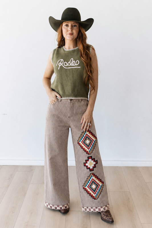 TH242 BROWN STRIPED AZTEC PANT (7 PIECE)