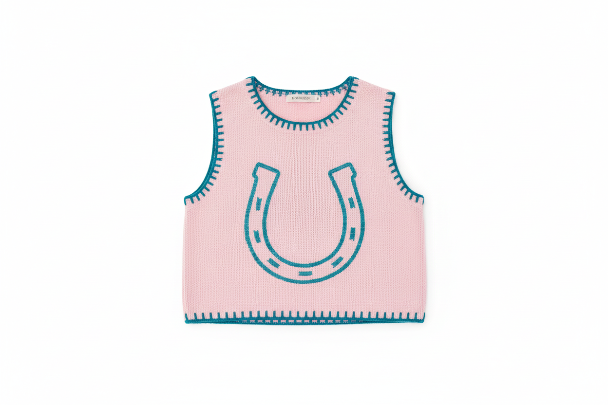 TH4215 PINK HORSESHOE SWEATER VEST