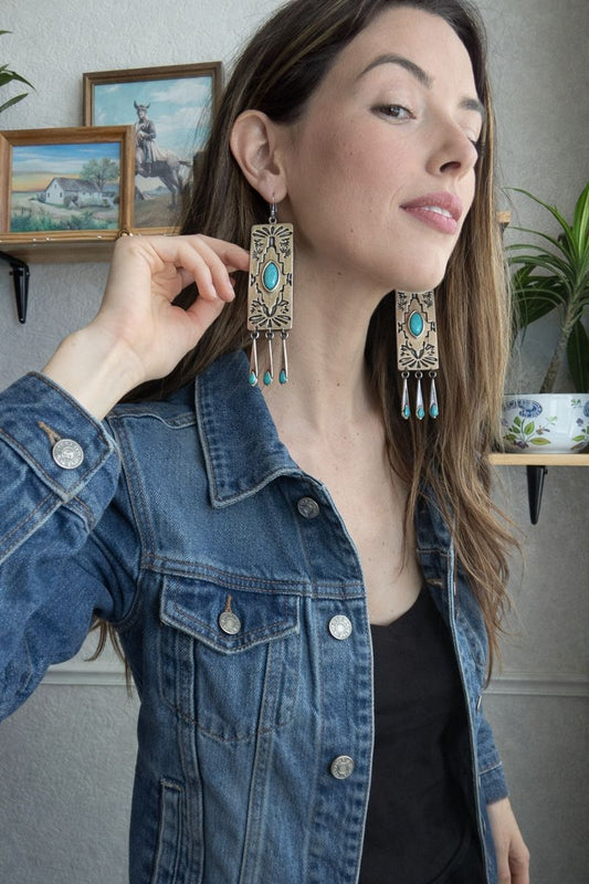 317261 Rectangle Stamped Earring