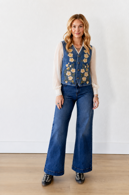 TH162 IVORY FLORAL VEST (7 Piece)