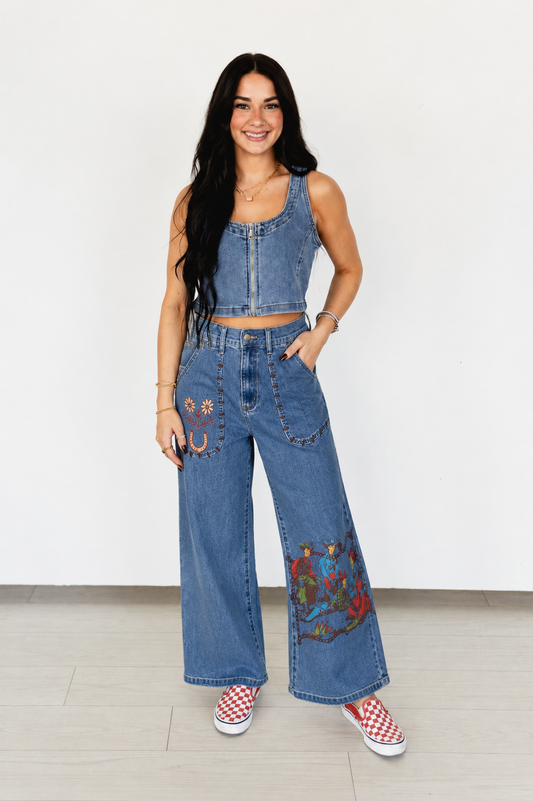 TH228 CAMPFIRE WIDE LEGGED DENIM JEAN (7 PIECE)