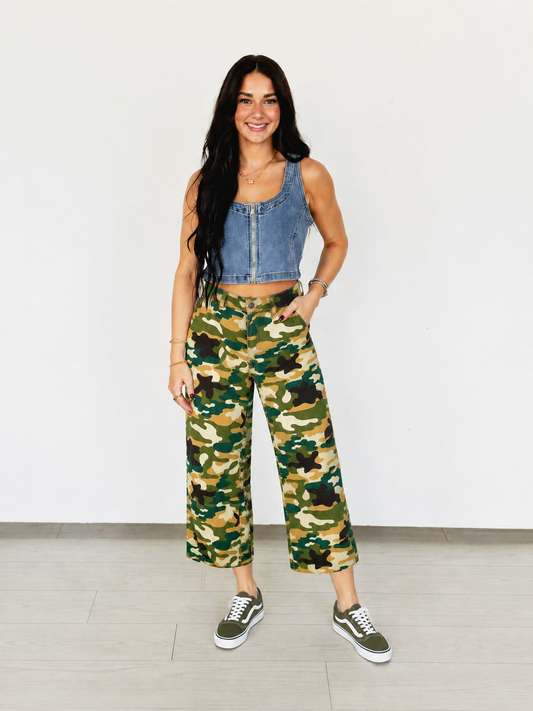 TH248 GREEN CAMO MID CROP PANT (7 PIECE)
