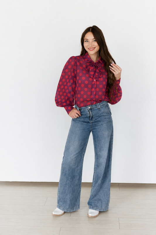 TH11-1 PLUM RED POKA DOT (7 PIECE)