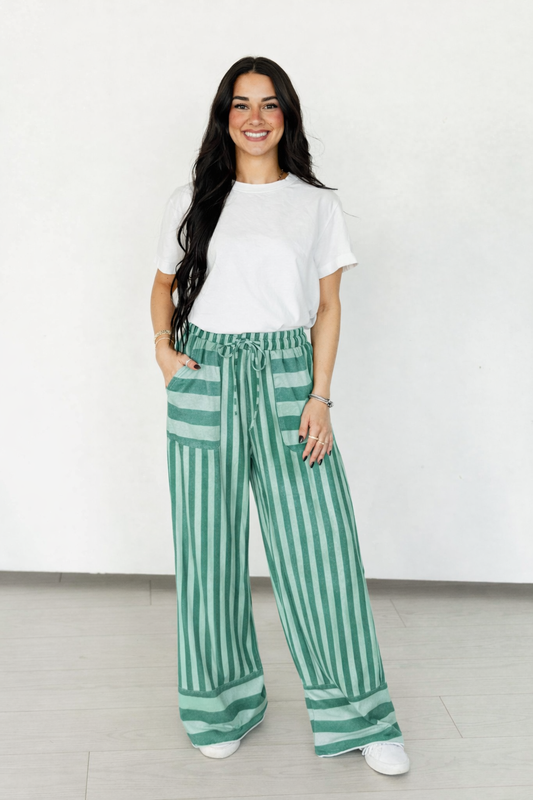 TH2109 TURQ STRIPE PANT (7 PIECE)