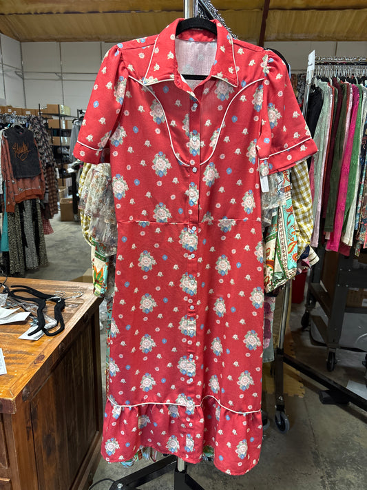TH2409 RED FLORAL DRESS (7 PIECE)