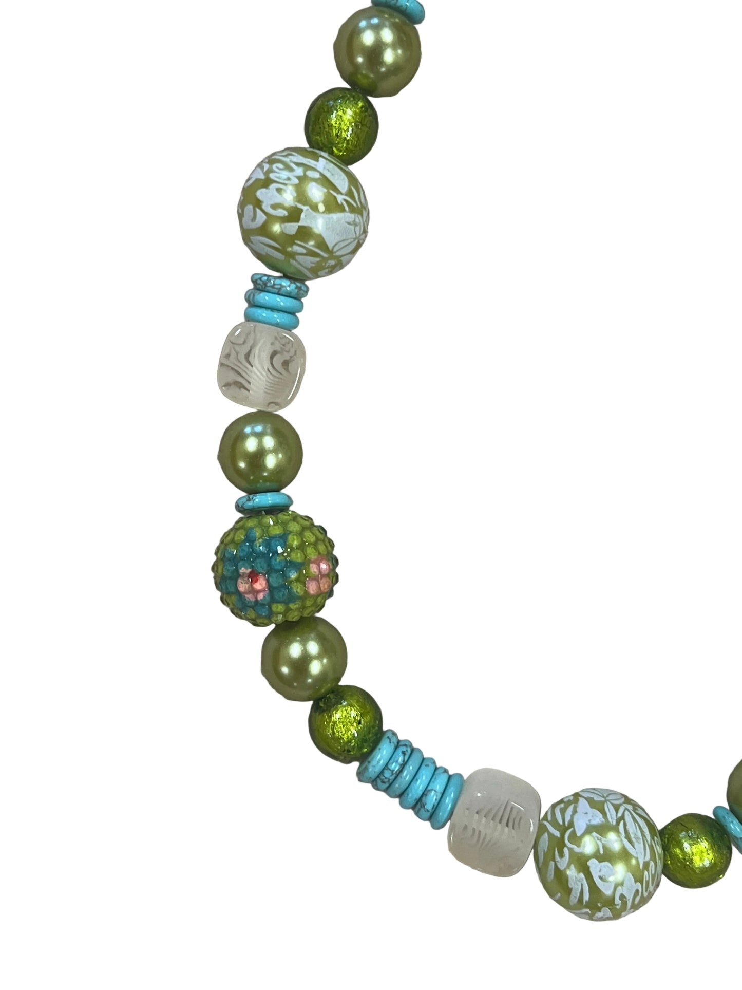 12549 Multicolor Iridescent Beaded Necklace
