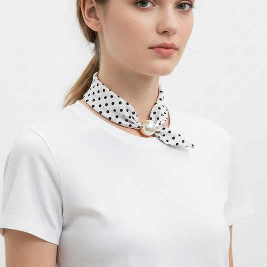 60053 R1-185 WHITE POLKADOT SCARF NL