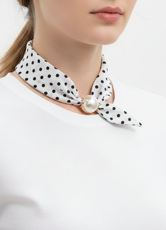 60053 R1-185 WHITE POLKADOT SCARF NL