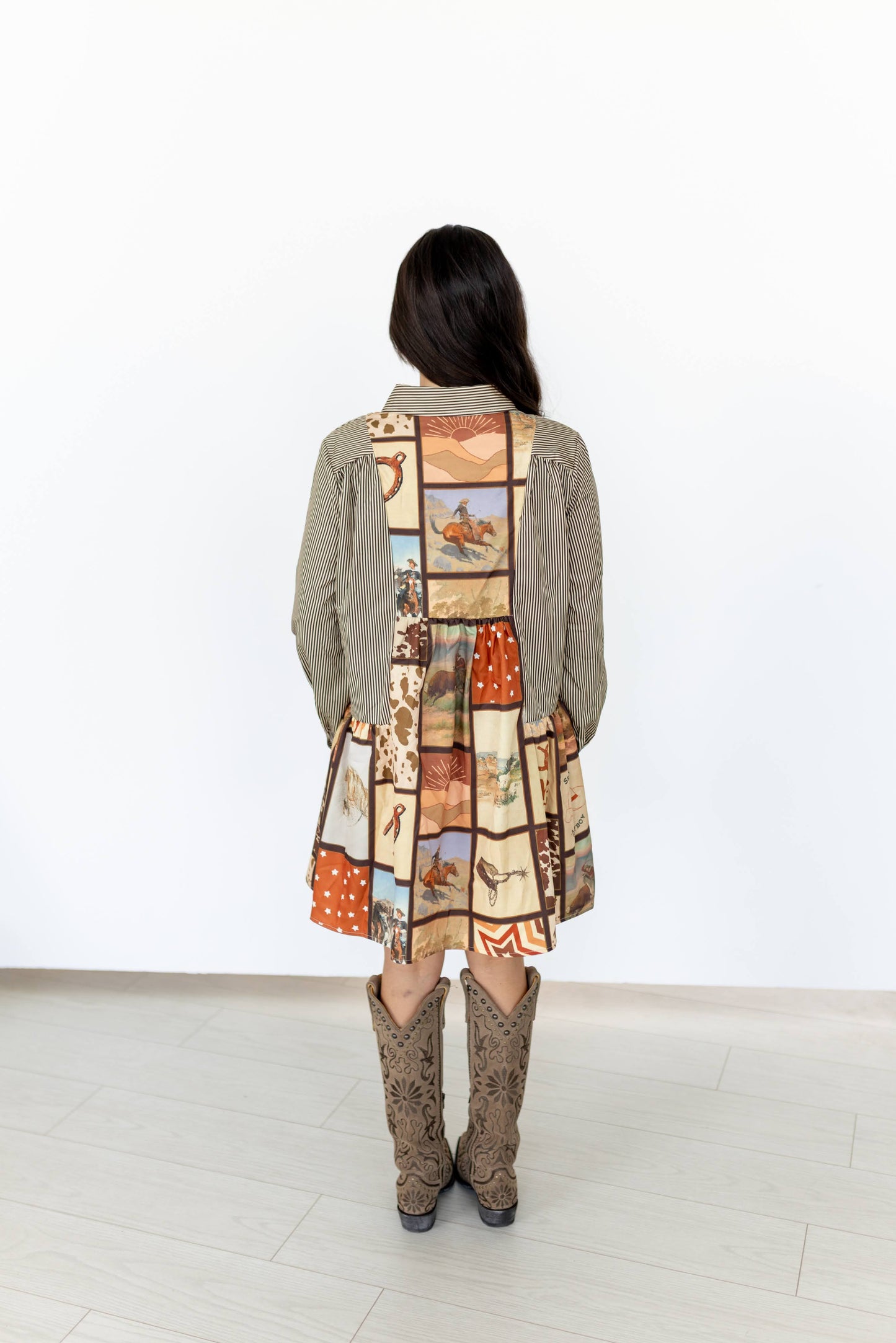 TH5010 S315 BROWN SQUARE DRESS LS (1 Piece)