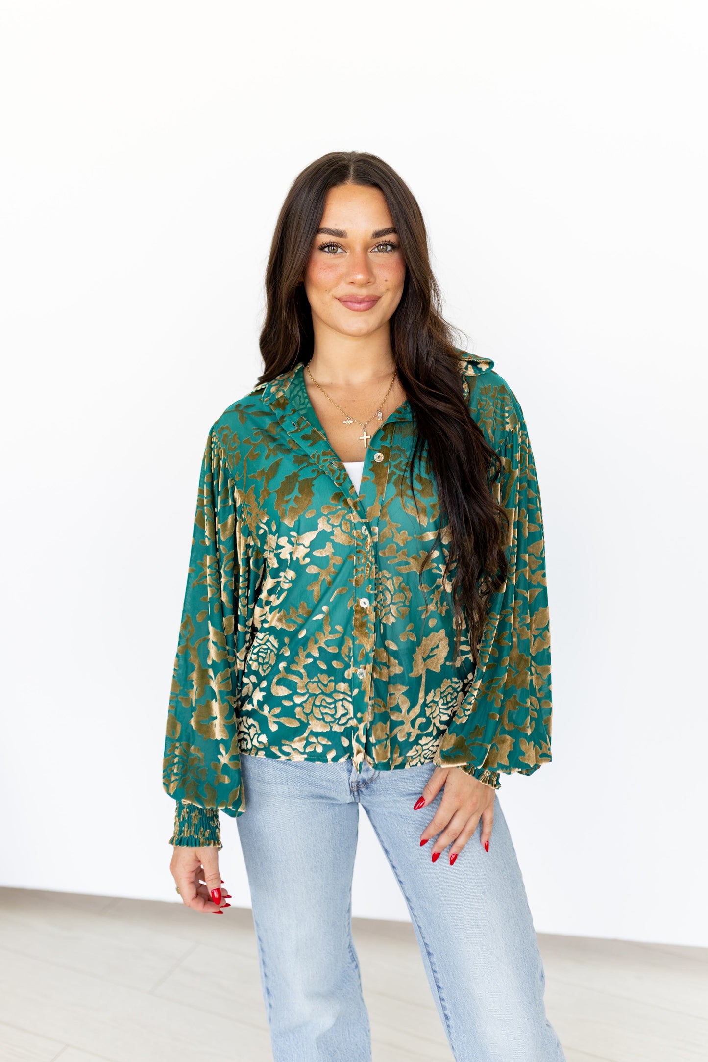 TH23 TURQUOISE VELVET TOP (7 Piece)