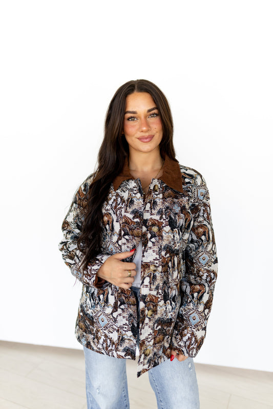 TH005 BROWN HORSE TAPESTRY JACKET (7 Piece)