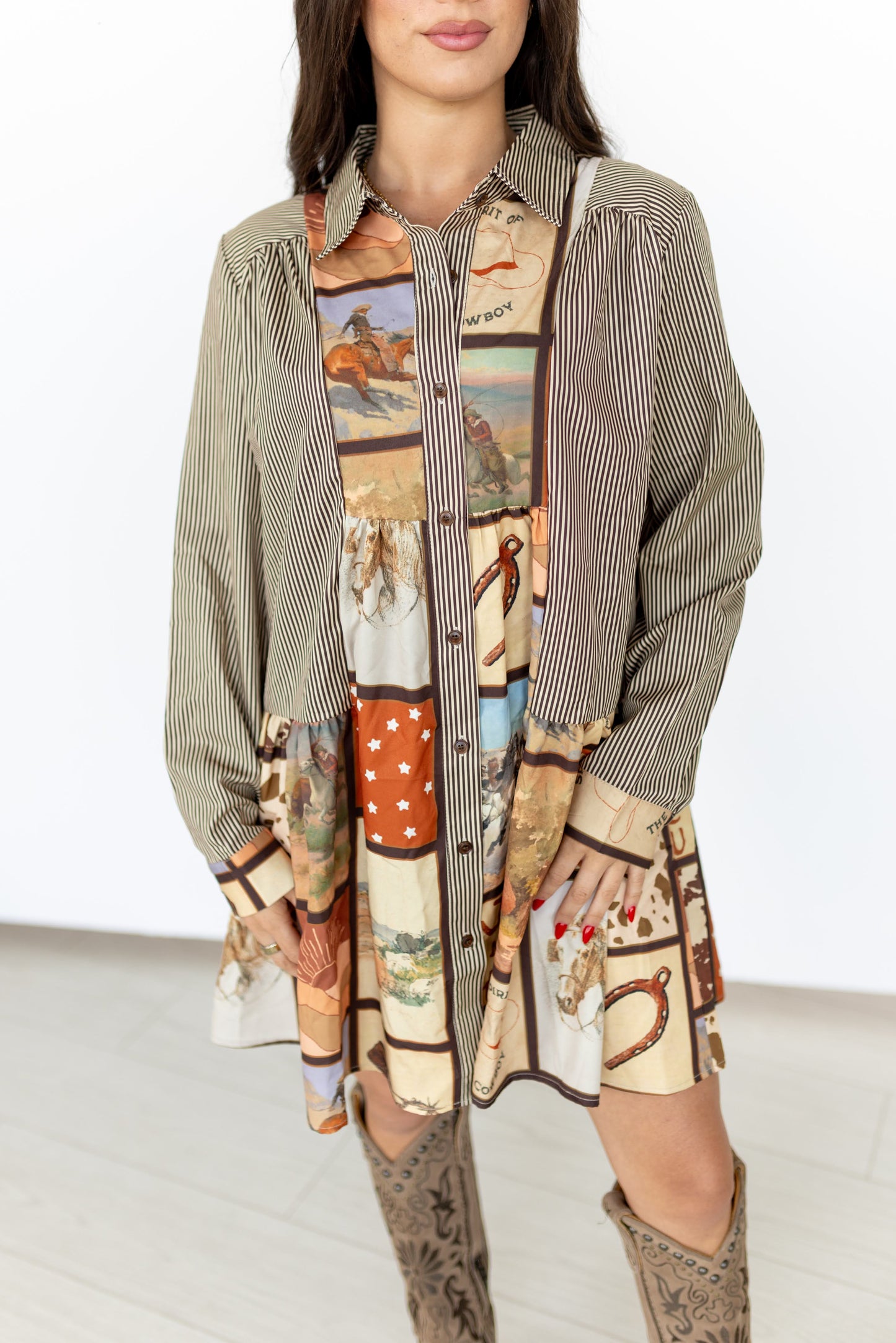 TH5010 BROWN SQUARE DRESS LS (7 Piece)